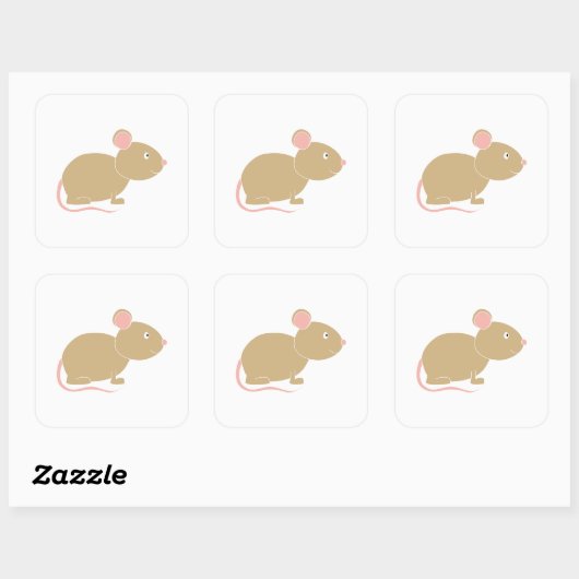 Sticker Carré Mignonne souris. (Feuille)