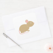 Sticker Carré Mignonne souris. (Enveloppe)