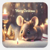 Sticker Carré Mignonne souris fête Noël - coutume (Devant)