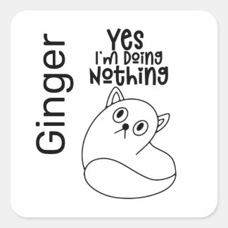 Sticker Carré Mignonne Tirage de ligne de chat Oui Je ne fais ri
