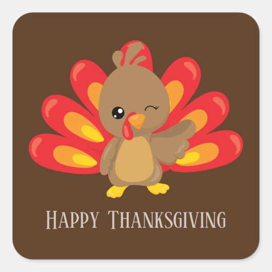 Sticker Carré Mignonne tourte Thanksgiving ajouter un message (Devant)