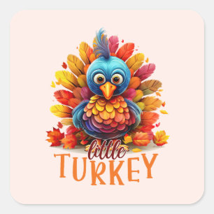 Sticker Carré Mignonne Turquie Thanksgiving