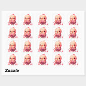 Sticker Carré Mignonne Valentine Chick Heart (Feuille)