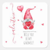 Sticker Carré Mignonne Valentine, tu seras ma Gnomie (Devant)