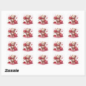 Sticker Carré Mignonne Valentine's Day Teddy Bear (Feuille)