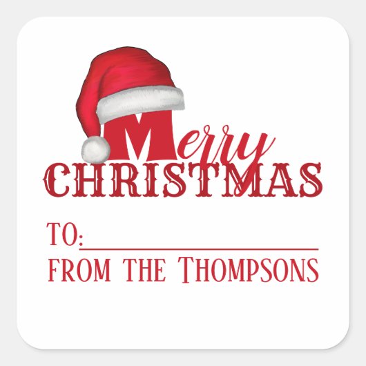 Sticker Carré Mignonne Whimsical Fête du Père Noël (Devant)