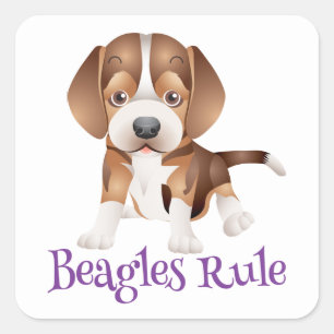 Sticker Carré Mignons Beagles règnent sur Maman Papa amateur de