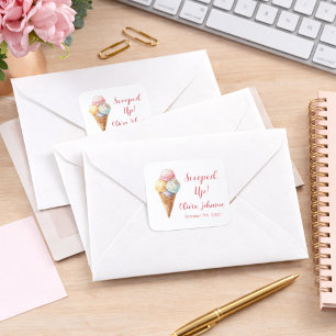 Sticker Carré Mignons bols de glace Bridal Shower pastel