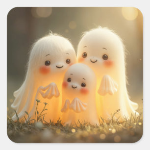 Sticker Carré Mignons Fantômes d'Halloween