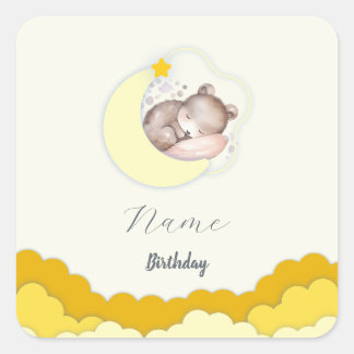 Sticker Carré Mignons nuages Décorations d'anniversaire