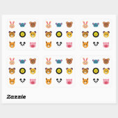 Sticker Carré Mignons visages d'animaux (Feuille)