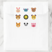 Sticker Carré Mignons visages d'animaux (Sac)
