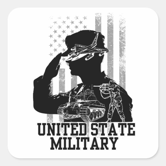 Sticker Carré Militaire des États-Unis (Devant)