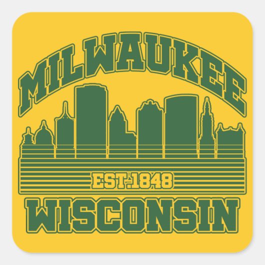 Sticker Carré Milwaukee, Wisconsin (Devant)