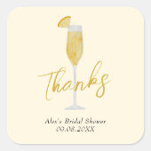 Sticker Carré Mimosa Brunch Cocktail Fête des mariées en verre (Devant)