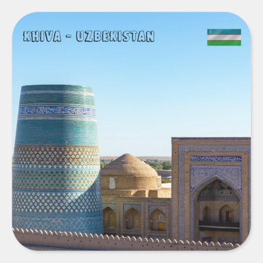 Sticker Carré Minaret mineure Kalta inachevé - Khiva, Ouzbékista (Devant)