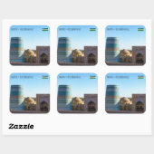 Sticker Carré Minaret mineure Kalta inachevé - Khiva, Ouzbékista (Feuille)