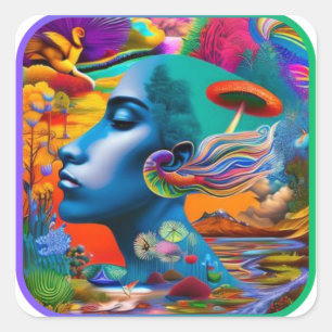 Sticker Carré Mindscape Psychedelic Coloré Bon Voyage #2