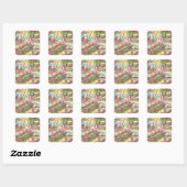 Sticker Carré Mini chef en cuisine (Feuille)
