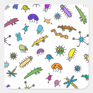 Sticker Carré Mini insectes et mini créatures