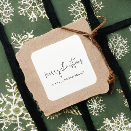 Sticker Carré Mini Joyeux Coeur de Noël Noir Blanc