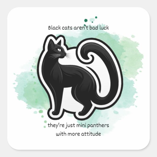 Sticker Carré Mini-panthère de chat noir (Devant)