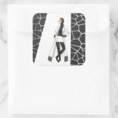 Sticker Carré Mini-shirt noir et blanc mi-siècle (Sac)