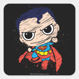 Sticker Carré Mini Superman Sketch - Flying