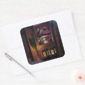 Sticker Carré Miniature book nook diorama - reading upstairs (Enveloppe)