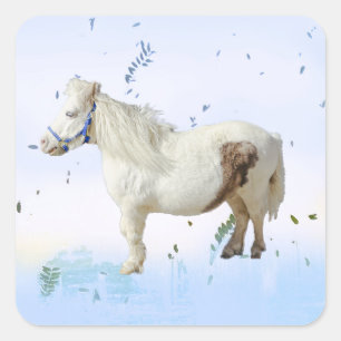 Sticker Carré Miniature cheval de poney mini ferme animal