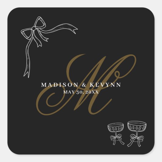 Sticker Carré Minimal and Chic  | Bow Wedding  (Devant)