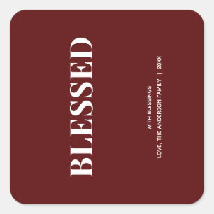 Sticker Carré Minimal BLESSED   Deep Red Holiday