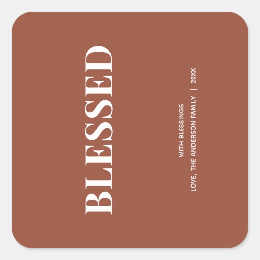 Sticker Carré Minimal BLESSED | Terracotta Holiday (Devant)