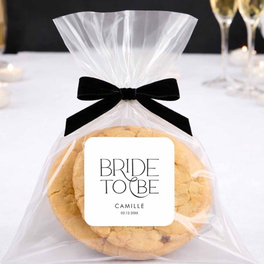 Sticker Carré Minimal Bride to Be Bridal Shower