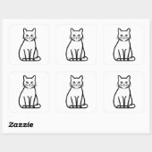 Sticker Carré Minimal Calm Cat Illustration (Feuille)