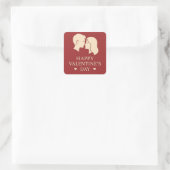 Sticker Carré Minimal Couple Silhouette Romantic Valentines Day  (Sac)