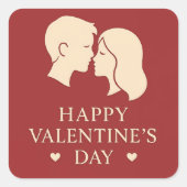 Sticker Carré Minimal Couple Silhouette Romantic Valentines Day  (Devant)