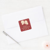 Sticker Carré Minimal Couple Silhouette Romantic Valentines Day  (Enveloppe)