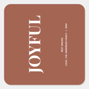 Sticker Carré Minimal JOYEUX Terracotta Fêtes
