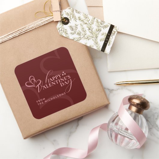 Sticker Carré Minimal Modern Elegant Typography Valentine's Day (Cadeaux)