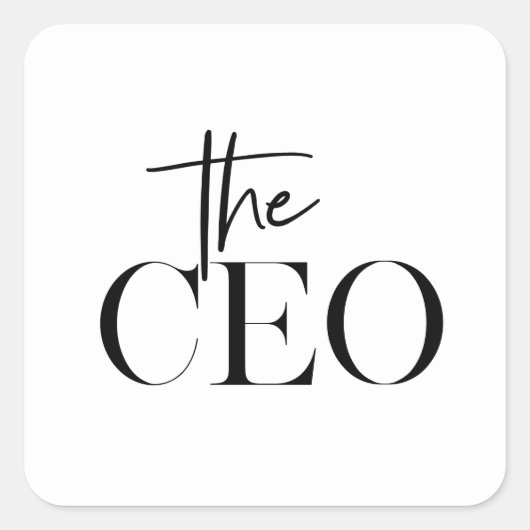 Sticker Carré Minimal moderne Le PDG Noir (Devant)
