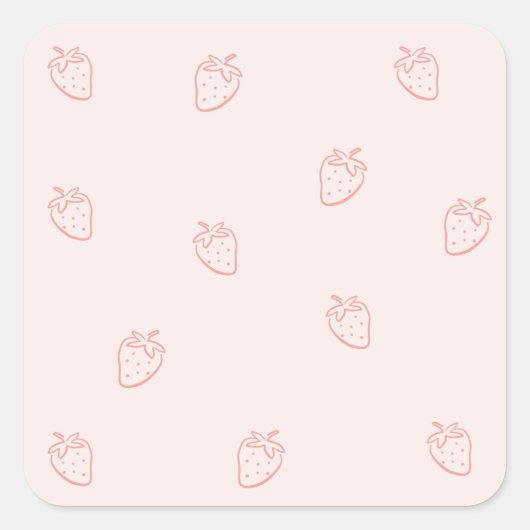 Sticker Carré Minimalisme de la Fraise (Devant)