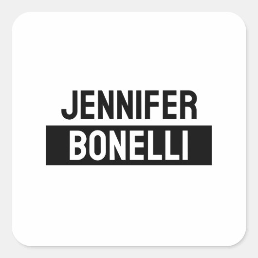 Sticker Carré Minimalist Black & White Plain Elegant Modern Name (Devant)