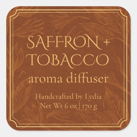 Sticker Carré Minimalist Botanical Reed Diffuser Label Template (Devant)