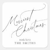 Sticker Carré Minimalist Elegant Script Merriest Christmas (Devant)