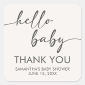 Sticker Carré Minimalist Hello Baby Baby Shower (Devant)