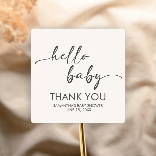 Sticker Carré Minimalist Hello Baby Baby Shower