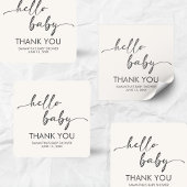 Sticker Carré Minimalist Hello Baby Baby Shower