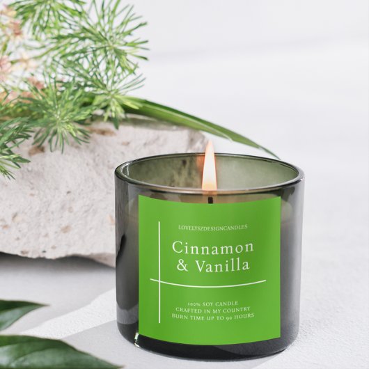 Sticker Carré Minimalist Lime Green Candle Product Label