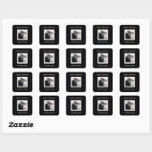 Sticker Carré Minimalist Modern Christmas Black with Photo (Feuille)